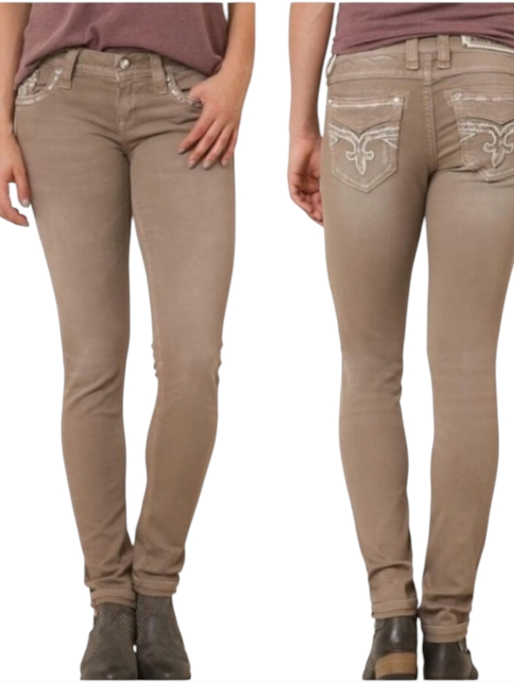 NWT Rock Revival Boris Ankle Skinny Low Rise Y2K Khaki Pants Size 26/29 Western